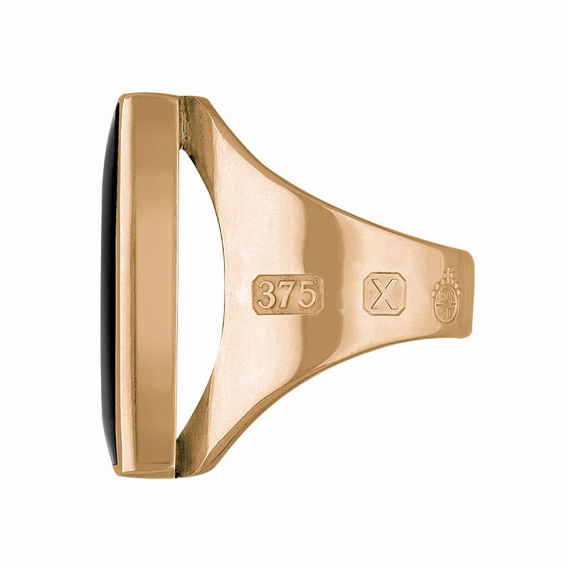 9ct Rose Gold Whitby Jet Queen's Jubilee Hallmark Medium Square Ring D