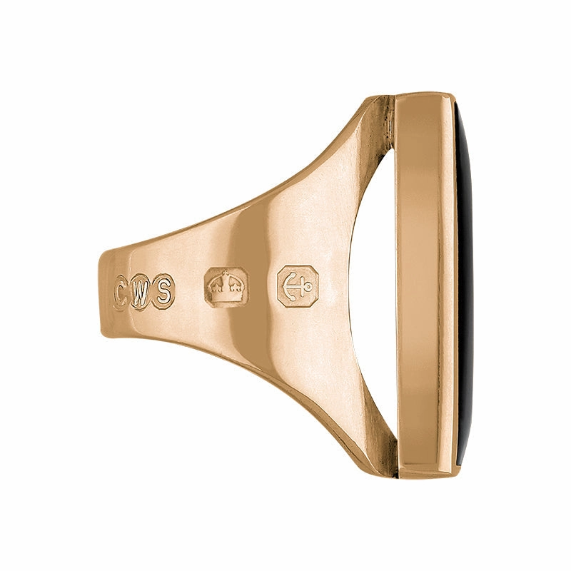 9ct Rose Gold Whitby Jet Queen's Jubilee Hallmark Medium Square Ring D