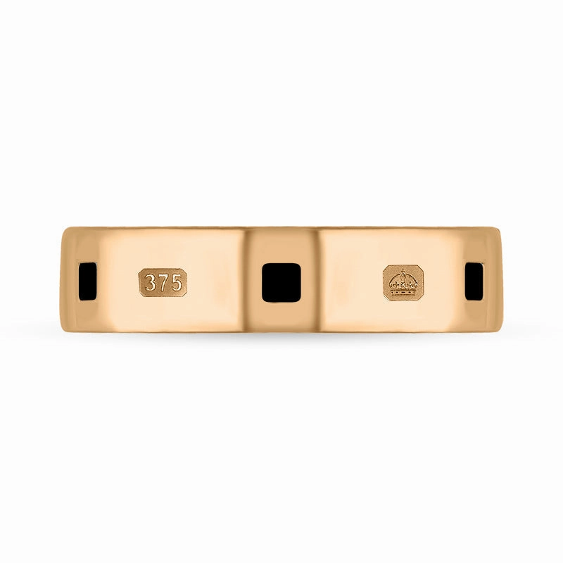 9ct Rose Gold Whitby Jet Queen's Jubilee Hallmark Princess Cut 5mm Ring D