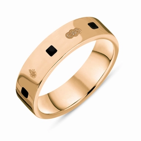 9ct Rose Gold Whitby Jet Queen's Jubilee Hallmark Princess Cut 5mm Ring D
