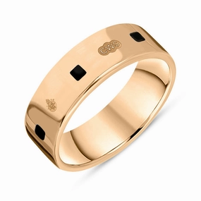 9ct Rose Gold Whitby Jet Queen's Jubilee Hallmark Princess Cut 6mm Ring D