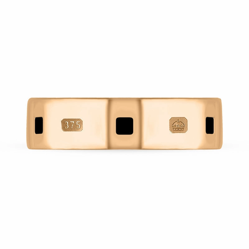 9ct Rose Gold Whitby Jet Queen's Jubilee Hallmark Princess Cut 6mm Ring D