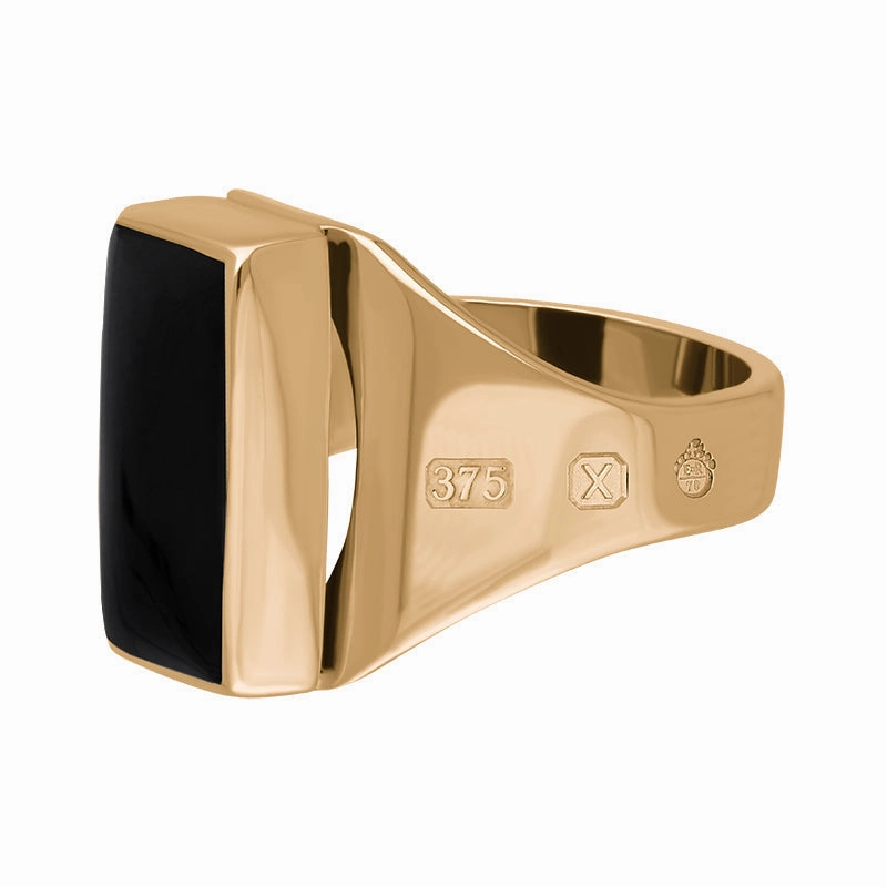 9ct Rose Gold Whitby Jet Queen's Jubilee Hallmark Small Oblong Ring D