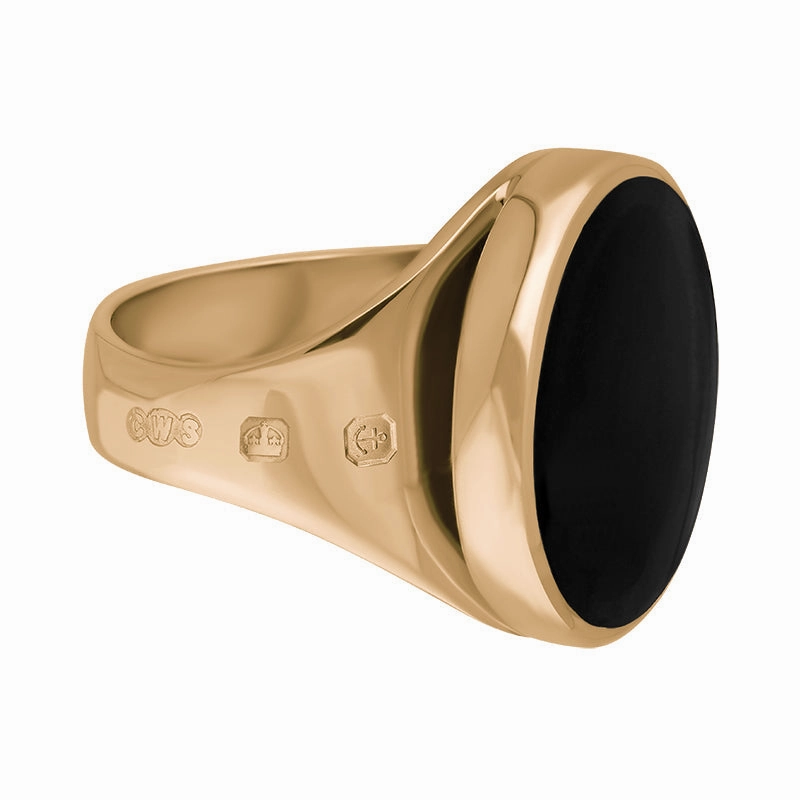 9ct Rose Gold Whitby Jet Queen's Jubilee Hallmark Small Round Ring D