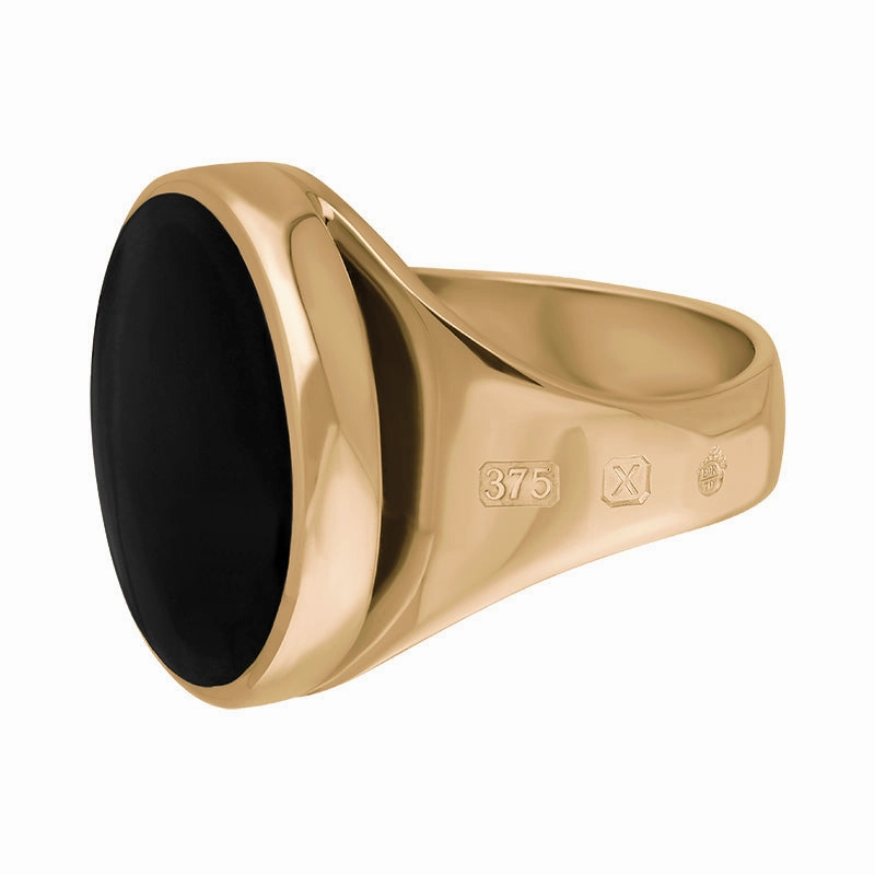 9ct Rose Gold Whitby Jet Queen's Jubilee Hallmark Small Round Ring D