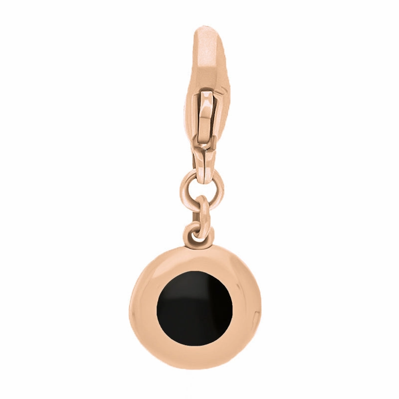 9ct Rose Gold Whitby Jet Round Shaped Star Clip Charm