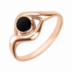 9ct Rose Gold Whitby Jet Round Twist Ring
