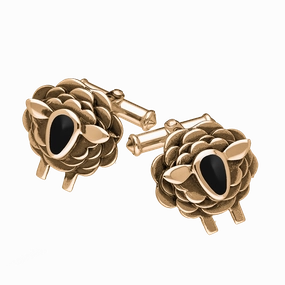 9ct Rose Gold Whitby Jet Sheep Cufflinks