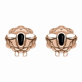 9ct Rose Gold Whitby Jet Sheep Stud Earrings