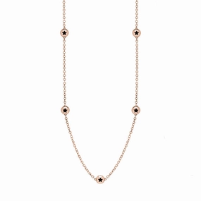 9ct Rose Gold Whitby Jet Star Link Disc Chain Necklace