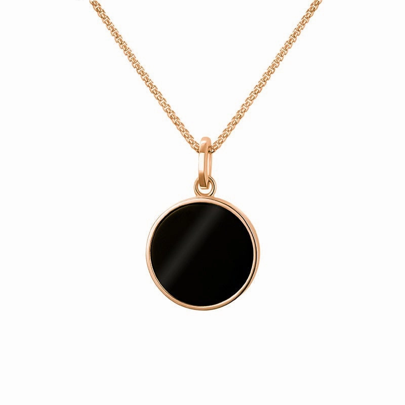 9ct Rose Gold Whitby Jet Zodiac Virgo Round Necklace