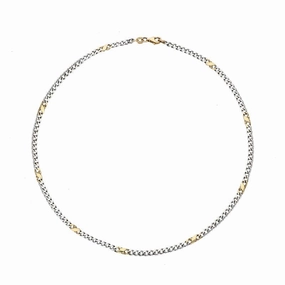 9ct White and Yellow Gold Figaro Chain Necklace