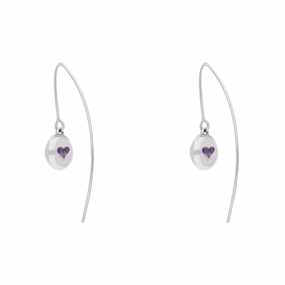 9ct White Gold Blue John Heart Disc Drop Earrings