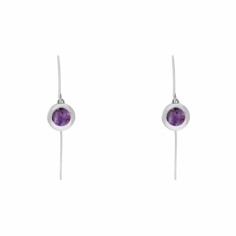 9ct White Gold Blue John Star Disc Drop Earrings