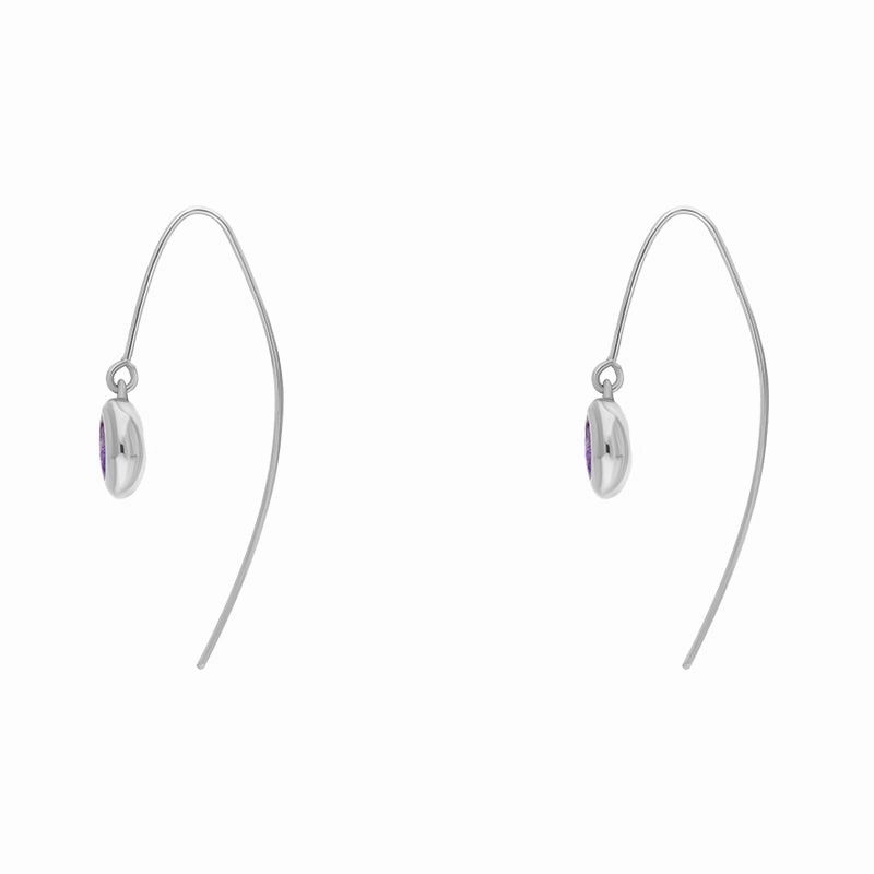 9ct White Gold Blue John Star Disc Drop Earrings