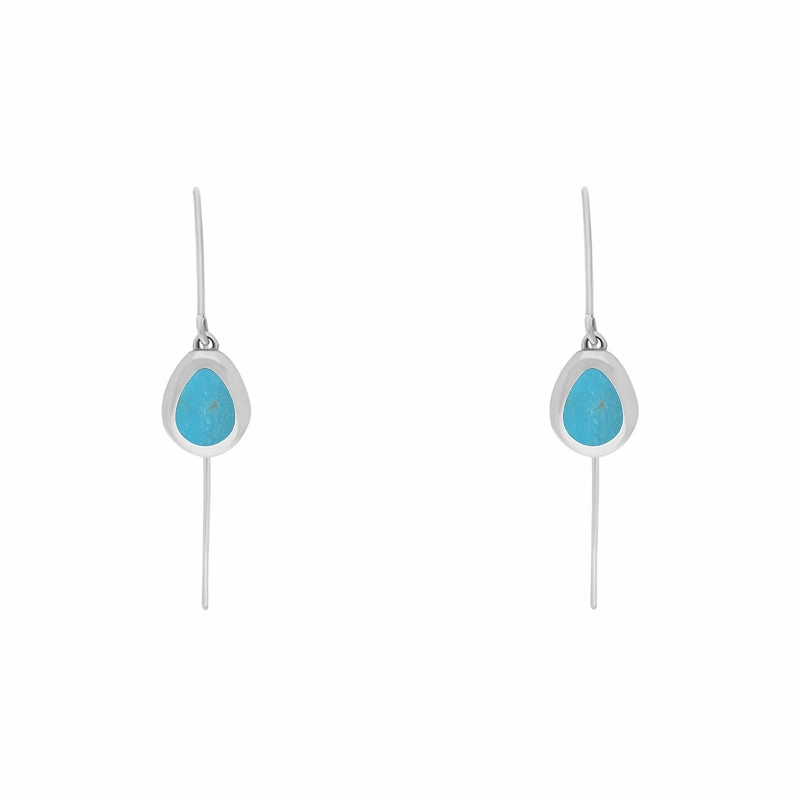 9ct White Gold Turquoise Cross Disc Drop Earrings