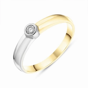 9ct White Yellow Gold Diamond Unique Solitaire Ring
