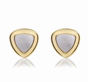 9ct Yellow and White Gold Triangle Stud Earrings
