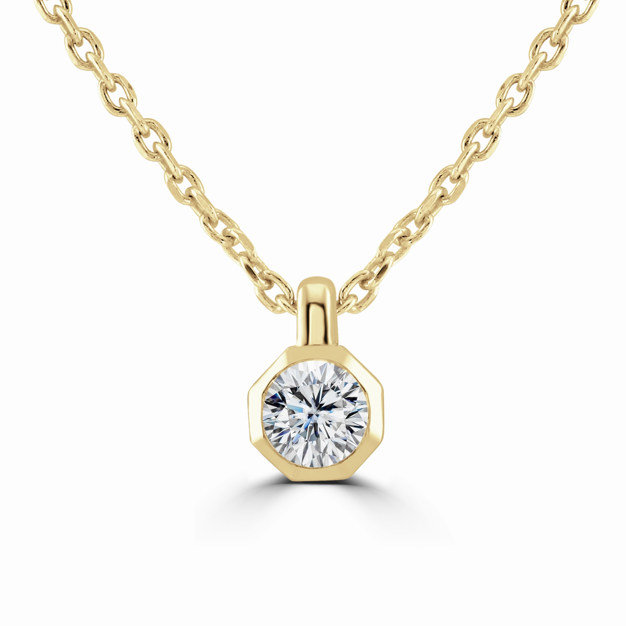 9ct Yellow Gold 0.15ct Lab Grown Diamond Solitaire Octagonal Necklace