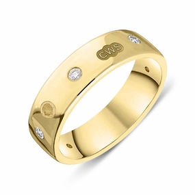 9ct Yellow Gold 0.18ct Diamond King's Coronation Hallmark 6mm Ring D