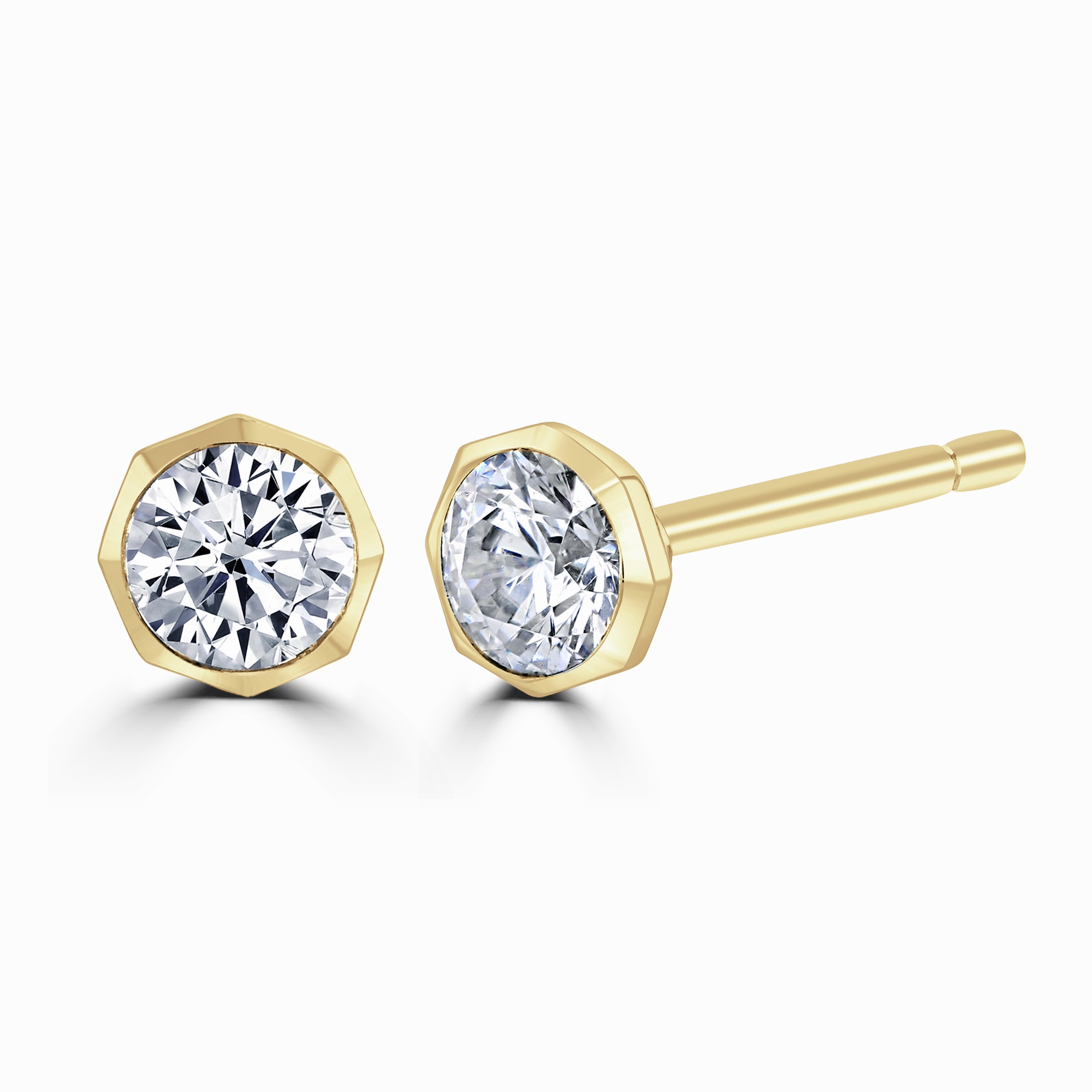 9ct Yellow Gold 0.30ct Diamond Solitaire Octagonal Stud Earrings
