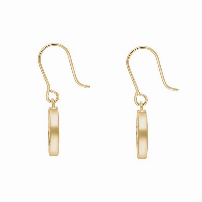 9ct Yellow Gold Amber Round Tree of Life Drop Earrings
