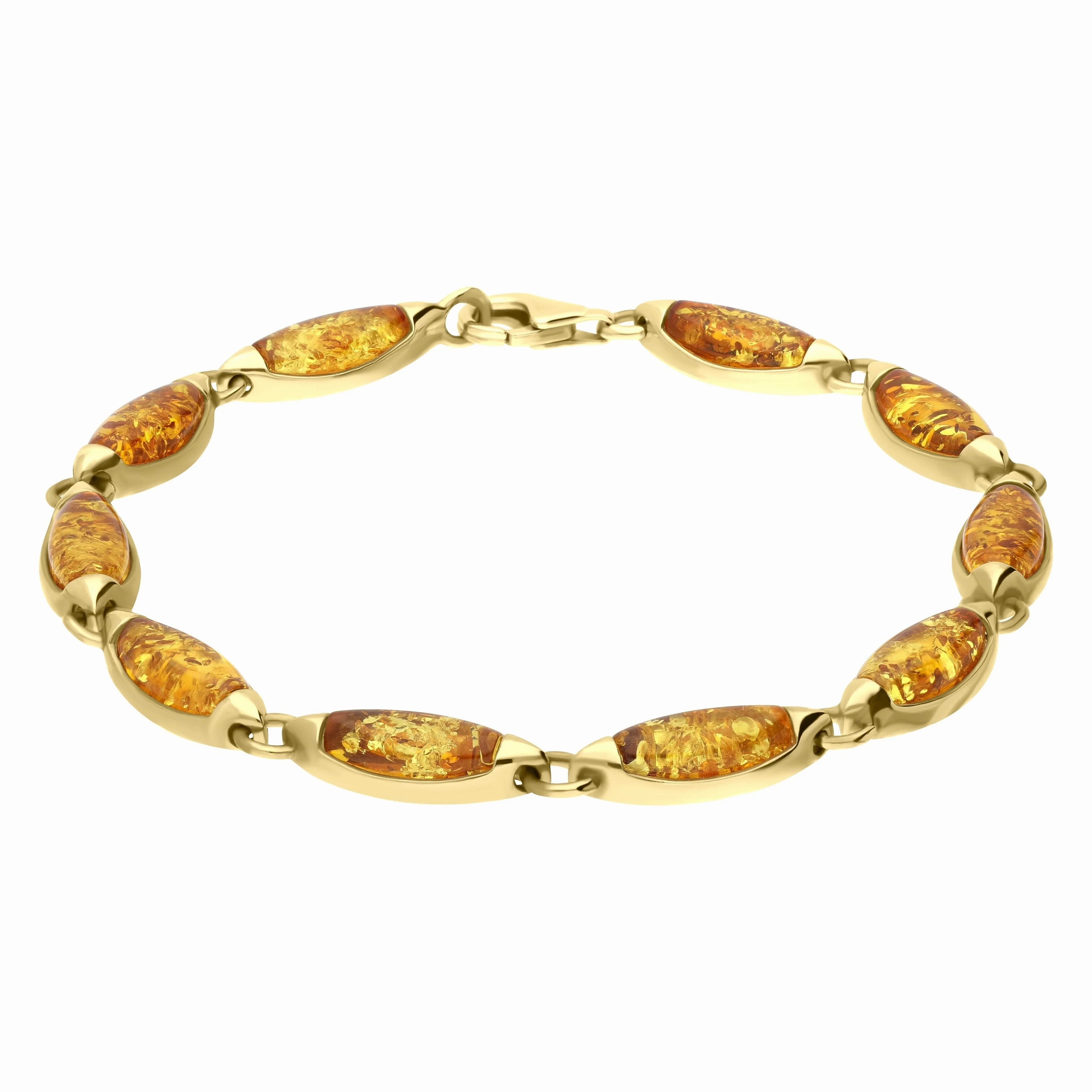 9ct Yellow Gold Amber Ten Stone Marquise Bracelet D
