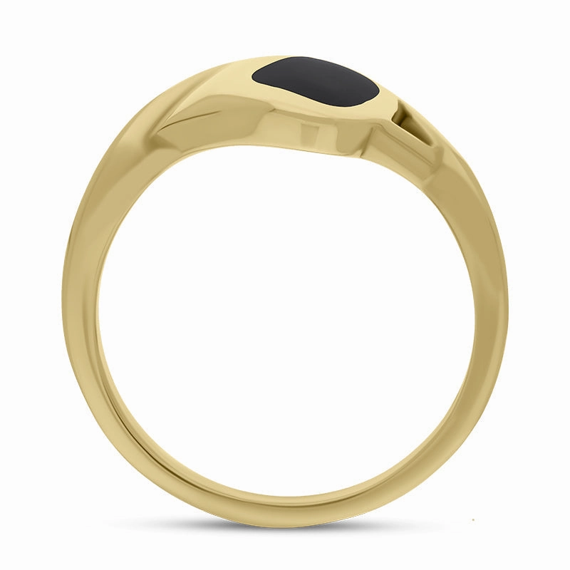 9ct Yellow Gold and Whitby Jet Freeform Twist Ring D