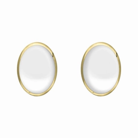 9ct Yellow Gold Bauxite 8 x 6mm Classic Medium Oval Stud Earrings