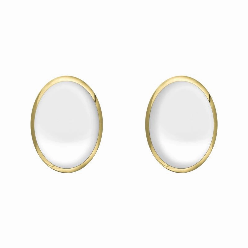 9ct Yellow Gold Bauxite 8 x 6mm Classic Medium Oval Stud Earrings