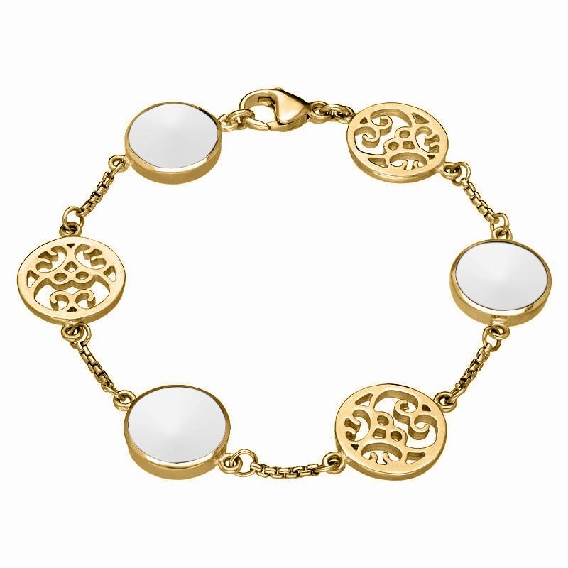 9ct Yellow Gold Bauxite Flore Filigree Bracelet