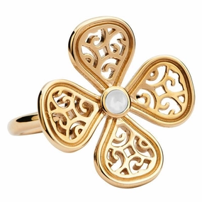 9ct Yellow Gold Bauxite Flore Four Petal Filigree Ring