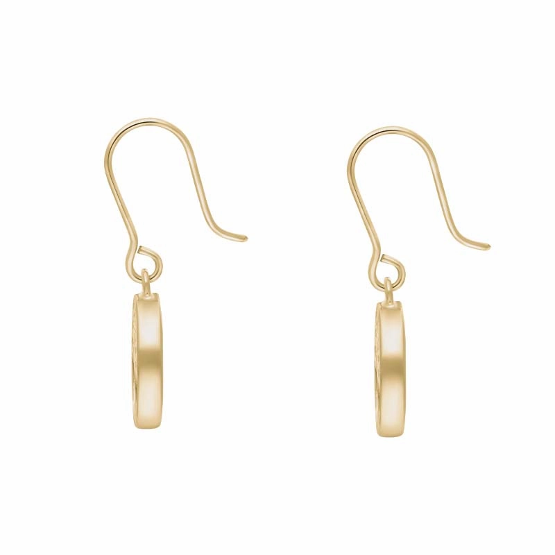 9ct Yellow Gold Bauxite Round Tree of Life Drop Earrings