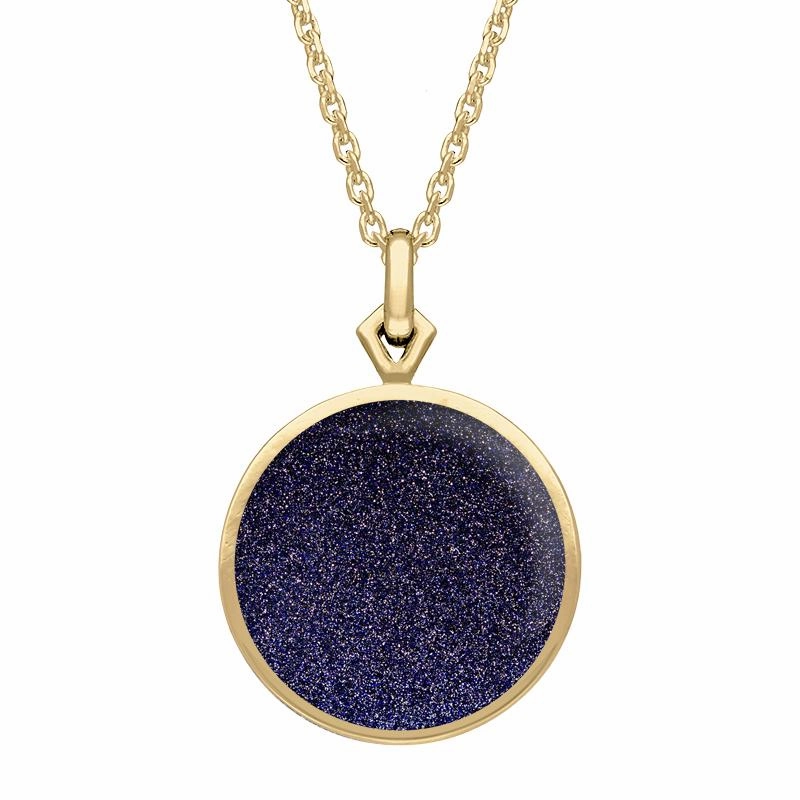 9ct Yellow Gold Blue Goldstone Flore Filigree Necklace
