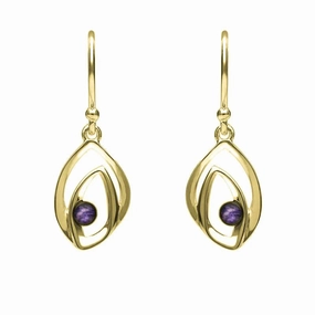 9ct Yellow Gold Blue John Abstract Flame Drop Earrings