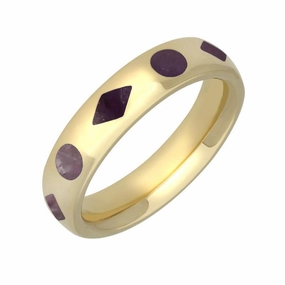 9ct Yellow Gold Blue John Diamond Dot Pattern Wedding Band Ring
