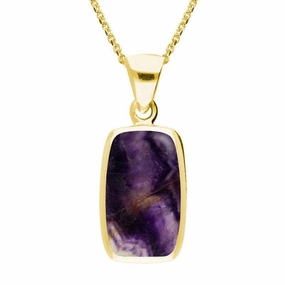 9ct Yellow Gold Blue John Dinky Barrel Necklace