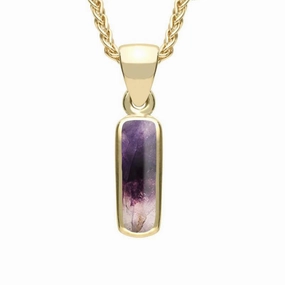 9ct Yellow Gold Blue John Dinky Oblong Necklace