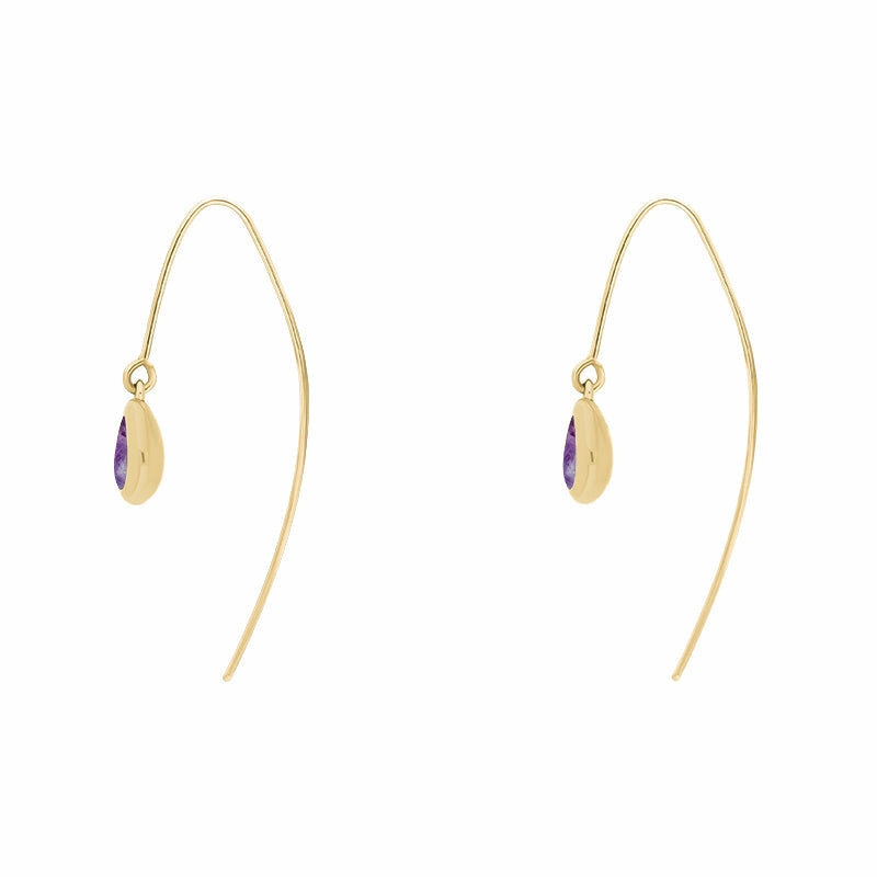 9ct Yellow Gold Blue John Fleur De Lis Disc Drop Earrings