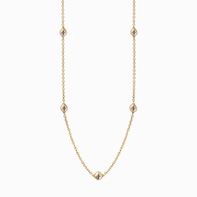 9ct Yellow Gold Blue John Fleur De Lis Link Disc Chain Necklace