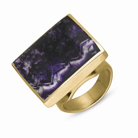 9ct Yellow Gold Blue John Hallmark Medium Square Ring