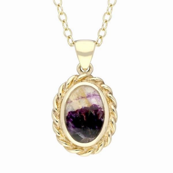 9ct Yellow Gold Blue John Heavy Rope Necklace