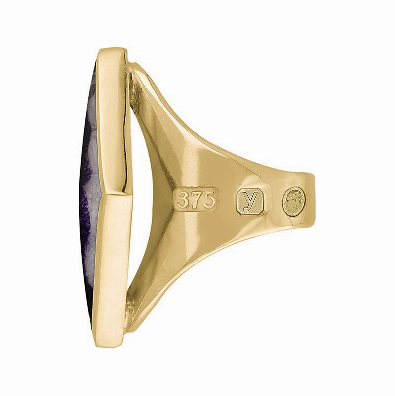 9ct Yellow Gold Blue John King's Coronation Hallmark Medium Rhombus Ring D