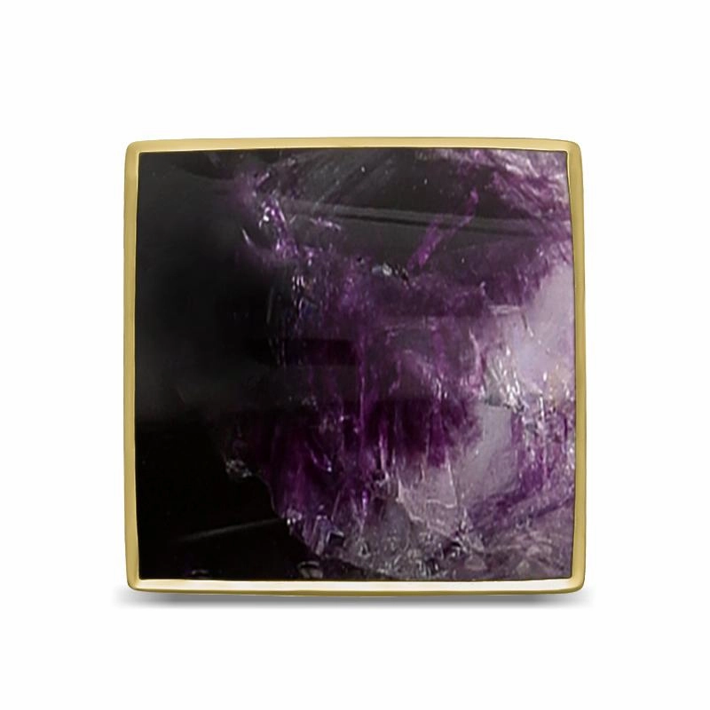 9ct Yellow Gold Blue John Large Square Ring
