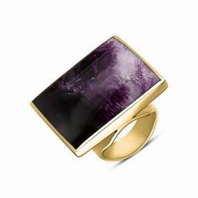 9ct Yellow Gold Blue John Large Square Ring