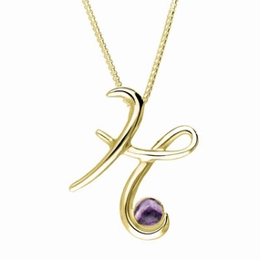 9ct Yellow Gold Blue John Love Letters Initial H Necklace