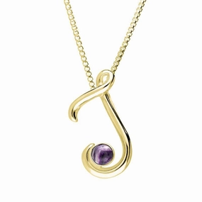 9ct Yellow Gold Blue John Love Letters Initial J Necklace