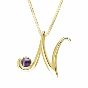 9ct Yellow Gold Blue John Love Letters Initial N Necklace