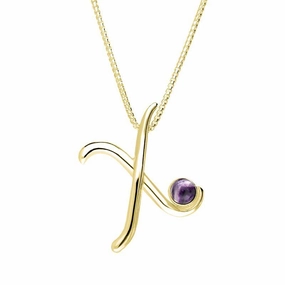 9ct Yellow Gold Blue John Love Letters Initial X Necklace