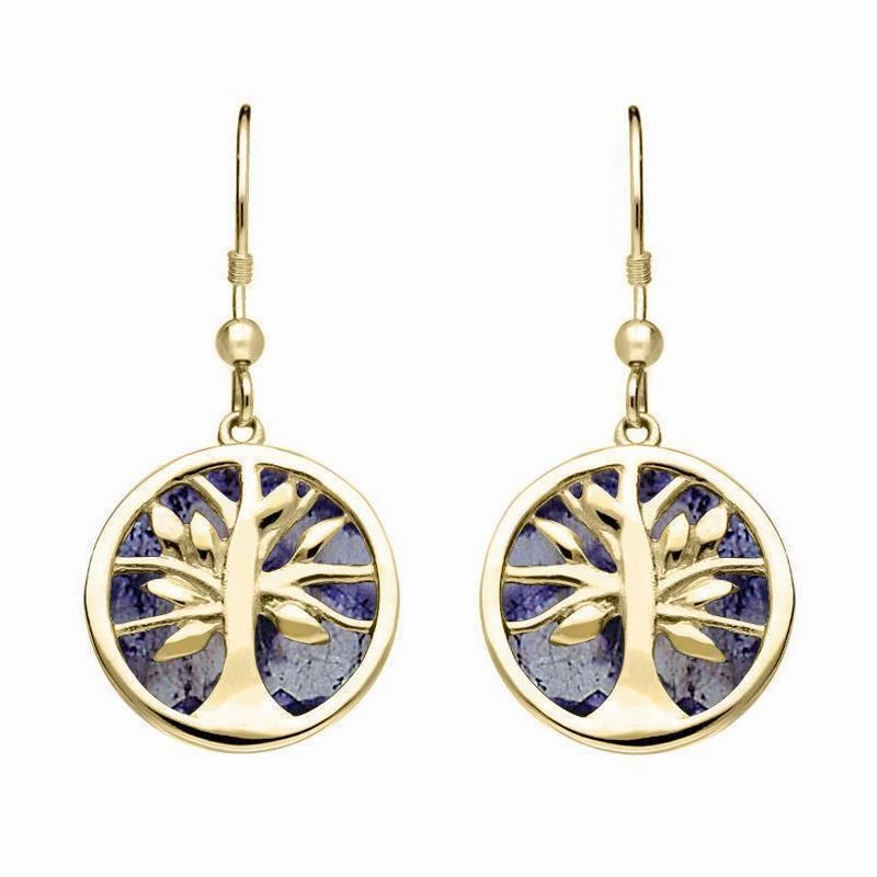 9ct Yellow Gold Blue John Medium Round Tree of Life Two Piece Set